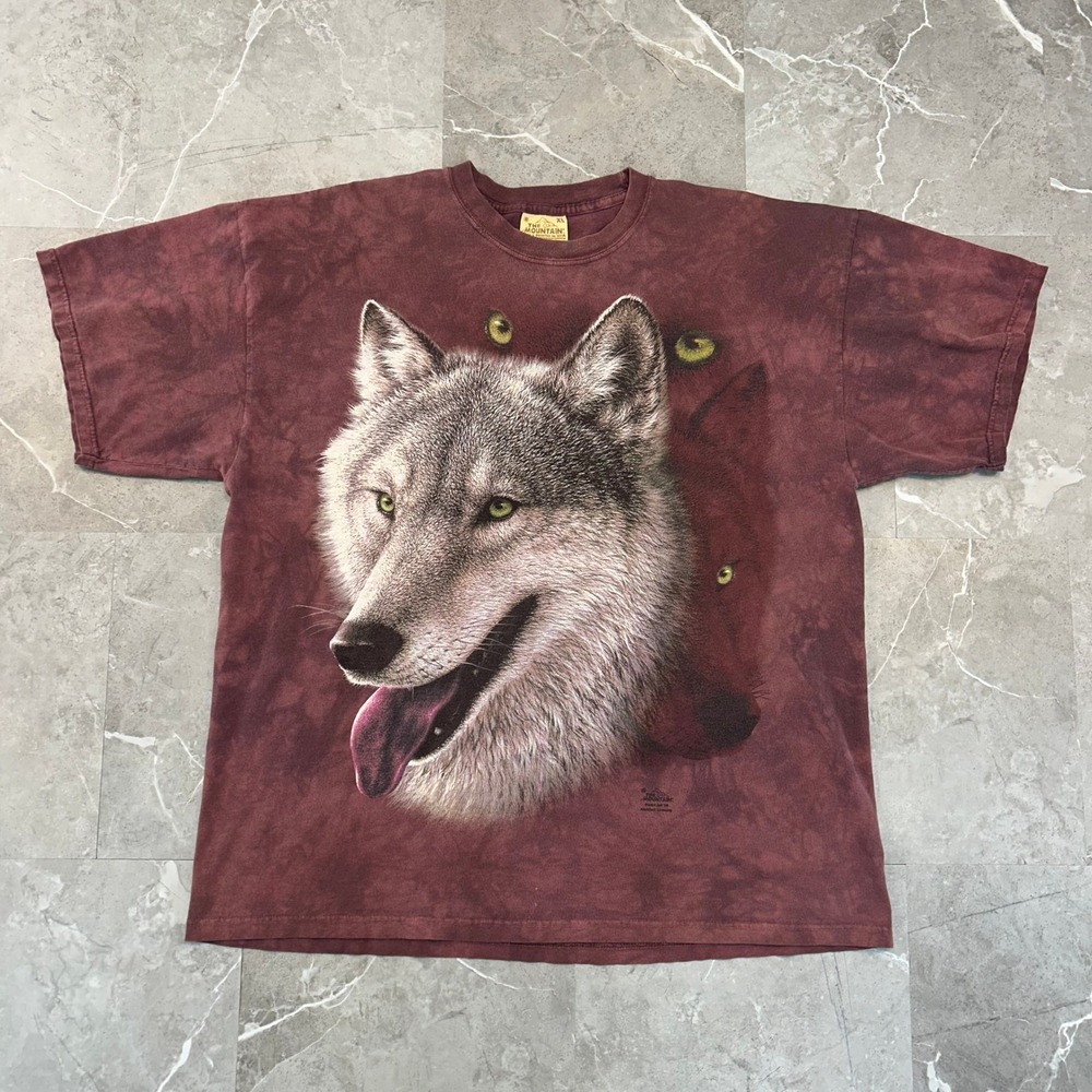 Vintage The Mountain Wolf Graphic Tee Mens XL Tie Dye Animal Nature Shirt